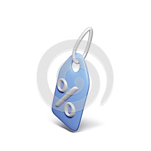 3D discount coupon. Blue shopping tag price with percent icon