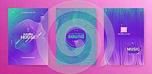 3d Dj Flyer. Electro Sound Cover. Techno Party Poster. Vector Edm