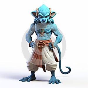 3d Djinn Character Portrait In Cel Shaded Style On White Background