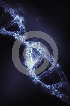 3D DNA strand with smoke effect