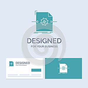 3d, document, file, object, processing Business Logo Glyph Icon Symbol for your business. Turquoise Business Cards with Brand logo