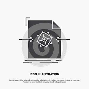 3d, document, file, object, processing Icon. glyph vector gray symbol for UI and UX, website or mobile application