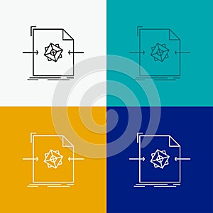 3d, document, file, object, processing Icon Over Various Background. Line style design, designed for web and app. Eps 10 vector