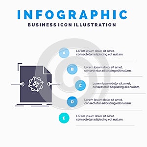 3d, document, file, object, processing Infographics Template for Website and Presentation. GLyph Gray icon with Blue infographic