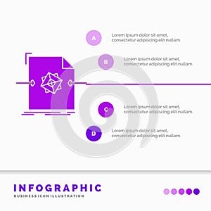 3d, document, file, object, processing Infographics Template for Website and Presentation. GLyph Purple icon infographic style
