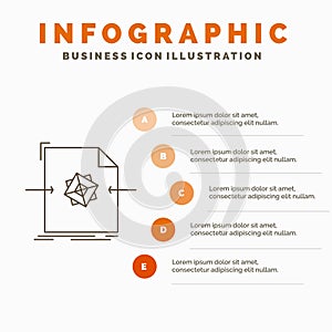 3d, document, file, object, processing Infographics Template for Website and Presentation. Line Gray icon with Orange infographic