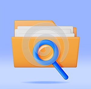 3D Document Folder with Magnifying Glass
