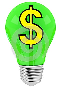 3D dollar sign in green lamp