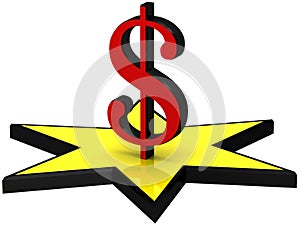 3D dollar sign on the yellow star