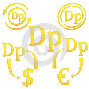3D Drachma Greece greek set currency symbol icon