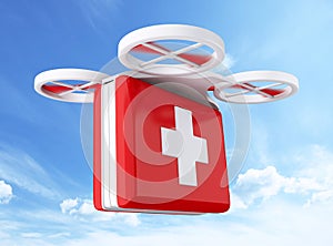 3D Drone carrying a first aid kit.