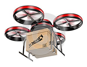 3D drone delivering a package