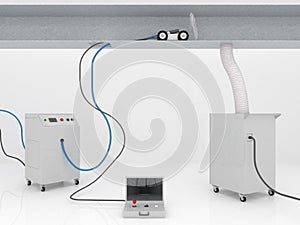 3D Duct Cleaning Robot for removal of dust mites and contaminants in the supply air duct with Brush and Camera