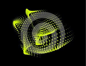 3d dynamic node of big data dots science. Wave infinity sinusoid line from particles. Swirl hill electric neon bulge explosion.