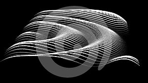 3d dynamic node of big data dots science. Wave infinity sinusoid line from particles. Swirl hill electric neon bulge topology.