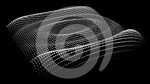 3d dynamic node of big data dots science. Wave infinity sinusoid line from particles. Swirl hill electric neon bulge topology.