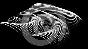 3d dynamic node of big data dots science. Wave infinity sinusoid line from particles. Swirl hill electric neon bulge topology.