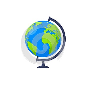 3d earth globe world vector icon. Travel globus cartoon simple illustration geography table desk globeisolated icon.