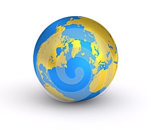 3D Earth golden blue planet