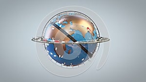 3d Earth with traffic revolving, pollution concept, loop, Luma Matte