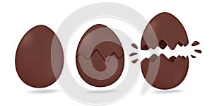 3D Easter eggs. Eggs made of chocolate. Sweet treats to give to children during the Easter Egg Hunting Festival. 3D vector