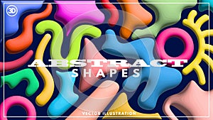 3D Effect Abstract Shapes and Colours Background Vector