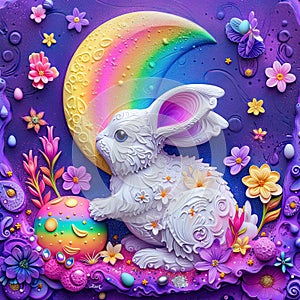 3D Effect Easter Bunnie Background