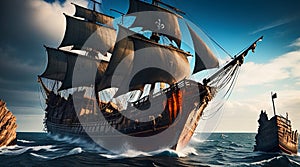 3d effect - An old sailing ship