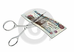 3D Egyptian Currency with pairs of Scissors