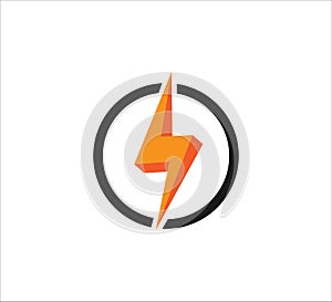 3d electric bolt spark inside circle vector icon logo design