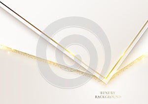 3D elegant modern luxury template design white stripes and golden glitter line light sparking on cream background