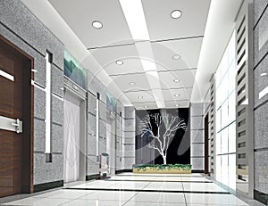 3d elevator lobby rendering