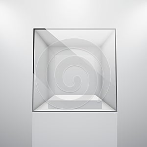 3d Empty glass showcase photo