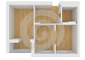 3d empty interior rendering of white wall with wood floor home apartment