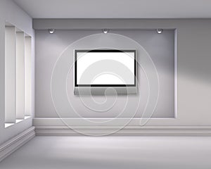 3d empty niche with spotlights and lcd tv