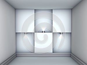 3d empty niches with spotlights for exhibit