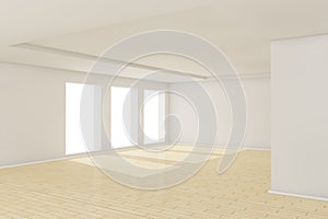 3d empty room with sunlight