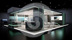 3d Empty trade exhibition stand with copyspace