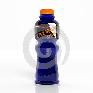 3D energy drink blue plastic bottle