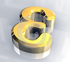 3D Epsilon symbol in gold photo