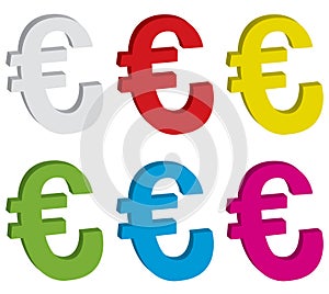 3d euro signs