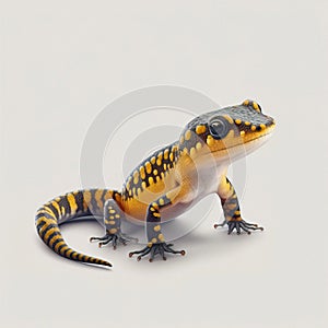 3d European salamander Salamandra salamandra on white background.