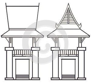 3D evelation drawing of south-east Asian pavilion or temple
