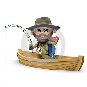 3d Explorer goes fishing on his boat