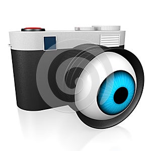 3D eye, tourist camera illustration