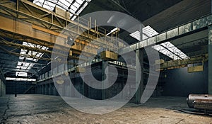 3d factory interior, industrial facility