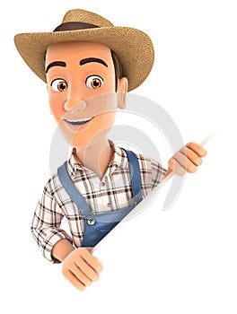 3d farmer behind diagonal wall