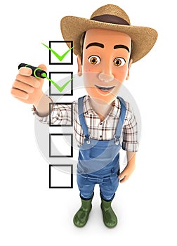 3d farmer checklist with pen