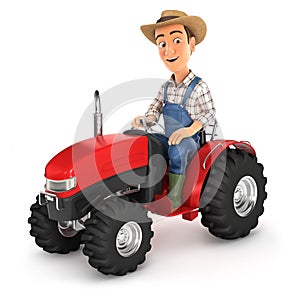 3d farmer driving tractor