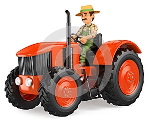 3D Farmer driving a tractor